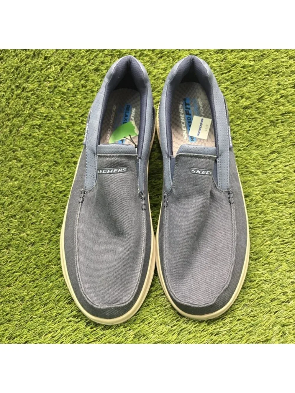 Skechers Hasting Fielden Mens Size 13 Blue White Casual Walking Slip-Ins Shoes